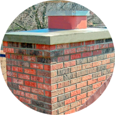 Chimney with recent masonry repair